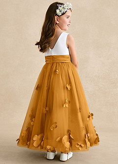 Azazie Vi Flower Girl Dresses Butterscotch A-Line Sleeveless Tulle Dress image4