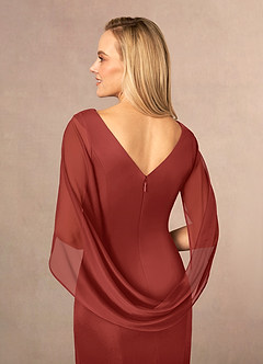 Azazie Belladonna Mother of the Bride Dresses Terracotta Mermaid Scoop Pleated Mesh Dress image6