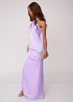 Barbie ♥ Azazie Bridesmaid Dresses Lilac Sheath Stretch Satin Dress image5