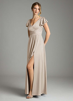 Azazie Omari Bridesmaid Dresses Frost A-Line Stretch Satin Dress image4