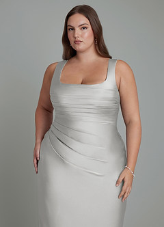 Azazie Agustina Bridesmaid Dresses Silver Mermaid Corset Stretch Satin Dress image12