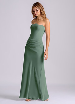 Azazie Debby Bridesmaid Dresses Eucalyptus Mermaid Strapless Chiffon Dress image3
