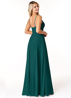 Azazie Moira Bridesmaid Dresses Peacock A-Line Scoop Chiffon Dress image5