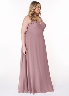 Azazie Davis Bridesmaid Dresses Dusty Rose A-Line V-Neck Chiffon Dress image10