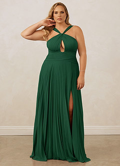 Christian Siriano Bridal for Azazie 1009 Bridesmaid Dresses Dark Green A-Line Pleated Chiffon Dress image11