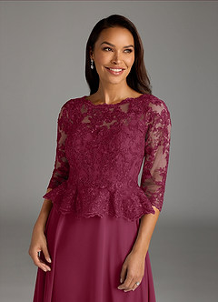 Azazie Averie Mother of the Bride Dresses Mulberry A-Line Boatneck Sequins Chiffon Dress image2
