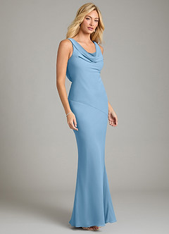 Azazie Rylina Bridesmaid Dresses Steel Blue Mermaid Pleated Chiffon Dress image5