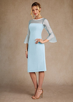 Azazie Bellevue Mother of the Bride Dresses Sky Blue Sheath Beaded Stretch Crepe Dress image2