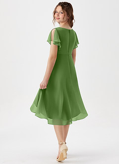 Azazie Graciela Junior A-Line Plisseret Chiffon Asymmetrisk Junior brudepige Kjole image5