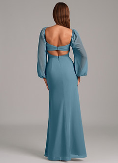 Azazie Brixley 신부 들러리 드레스 인어 긴팔 쉬폰 바닥 길이 드레스 image2