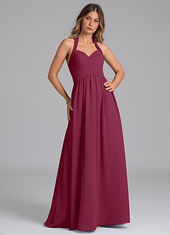 Azazie Darlyn Bridesmaid Dresses Mulberry A-Line Sweetheart Neckline Chiffon Dress image3
