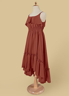 Azazie Karmen Flower Girl Dresses Terracotta A-Line Ruched Chiffon Dress image8