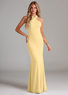 Azazie Doretta Bridesmaid Dresses Butter Mermaid Pleated Chiffon Dress image1