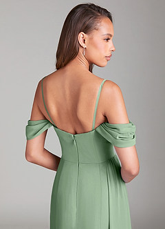 Azazie Amyra Bridesmaid Dresses Matcha Sheath Off the Shoulder Chiffon Convertible Dress image7