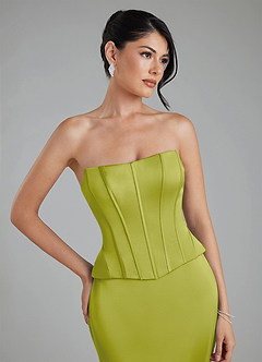 Azazie River Robes de demoiselle d'honneur Robe Fourreau Convertible en Satin extensible Corset Citronnelle image4