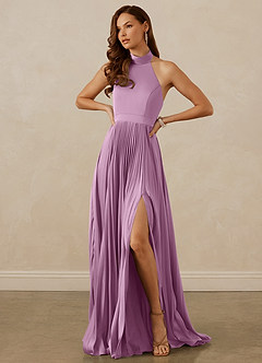 Christian Siriano Bridal for Azazie 1007 Bridesmaid Dresses Wisteria A-Line Pleated Stretch Satin Dress image4