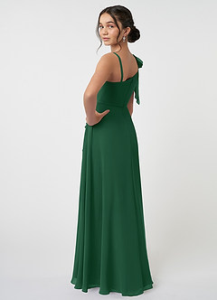 Azazie Aidy Vestido de Verde Oscuro de Gasa/ Chiffon de Acampanado con Lazo image4