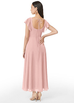 Azazie Bondi Bridesmaid Dresses Powder Pink A-Line Ruched Chiffon Dress image5
