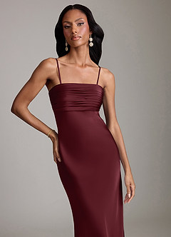 Azazie Saylor Brudtärnklänningar Klä av Sjöjungfru i Stretch Satin Axelbandslös Cabernet image3