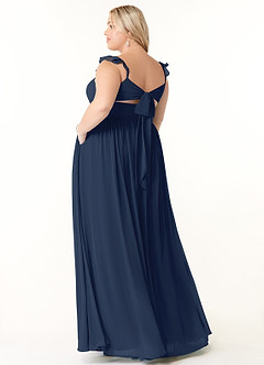 Azazie Metz Final Sale Dark Navy A-Line Sweetheart Ruched Chiffon Dress image10