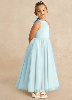 Azazie Bev Flower Girl Dresses Sea Glass A-Line Convertible Tulle Dress image8