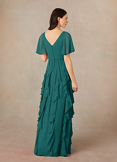 Azazie Watson Mother of the Bride Dresses Peacock A-Line V-Neck Chiffon Dress image4
