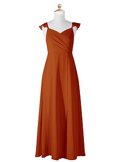 Azazie Amada Junior Paprika A-Line Ruched Chiffon Dress image5