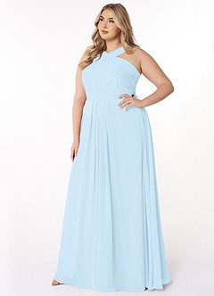 Azazie Kaleigh Bridesmaid Dresses Sky Blue A-Line Pleated Chiffon Dress image9