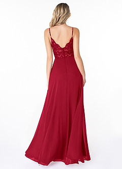 Azazie Lena Bridesmaid Dresses Scarlet A-Line Lace Chiffon Dress image2
