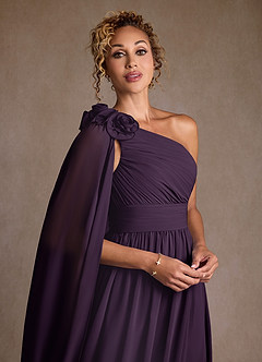Azazie Lancaster Moeder van de bruid jurken A-Lijn Jurk van Chiffon One-Shoulder Pruim image4