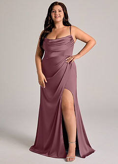 Azazie Johana Brautjungfernkleider Wandelbar Meerjungfrau-Linie Schulterfrei Stretch-Satin Kleid Amethyst image8