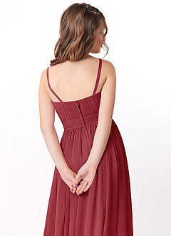 Azazie Astrid Junior Eucalyptus A-Line Floral Chiffon Dress image4