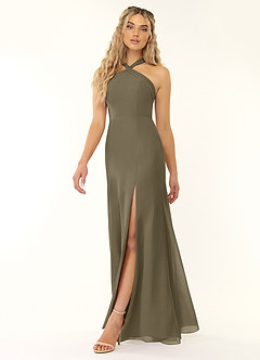 Azazie Rue Abiti da Damigella Abito A-Line in Chiffon con Scollo Halter Willow Green image5