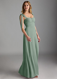 Azazie Lizet Final Sale Pine A-Line Sweetheart Neckline Chiffon Dress image3