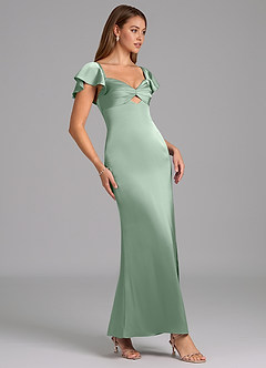 Azazie Demia Bridesmaid Dresses Agave Sheath Sweetheart Neckline Stretch Satin Dress image3