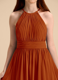 Azazie Malone Junior Paprika A-Line Pleated Chiffon Dress image8