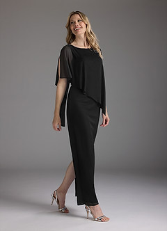 Azazie Aspyn Mother of the Bride Dresses Black Sheath Beaded Mesh Dress image2