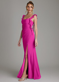 Azazie Jessamine Bridesmaid Dresses Fuchsia Mermaid Corset Chiffon Dress image5