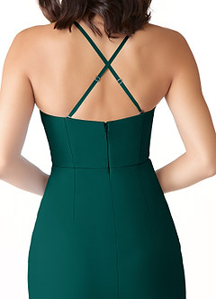 Azazie Ollie Bridesmaid Dresses Pine Sheath Ruched Stretch Chiffon Dress image5