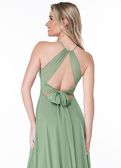 Azazie Evalleen Bridesmaid Dresses Matcha A-Line Pleated Chiffon Dress image3