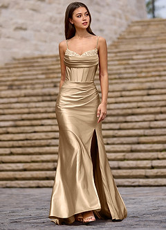 Glow Champagne Abito da ballo in raso effetto seta image4