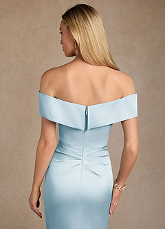 Azazie Laredo Mother of the Bride Dresses Sky Blue Mermaid Off the Shoulder Stretch Satin Dress image7
