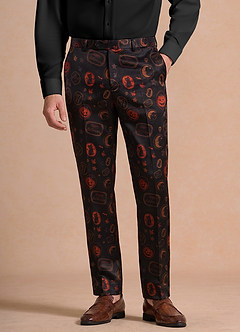 front Caleb Schwarz Vintage Halloween Print Anzughose
