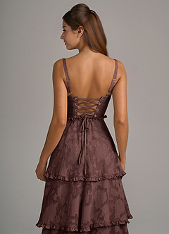 Azazie Romie Bridesmaid Dresses Espresso A-Line Corset Floral Burnout Dress image6