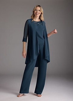 Azazie Maura Mother of the Bride Dresses Dark Navy Jumpsuit/Pantsuit Sequins Chiffon Dress image3