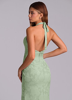 Azazie Valerie 신부 들러리 드레스 인어 주름진 플로럴 번아웃 바닥 길이 드레스 image2