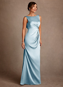 Azazie Baltimore Mother of the Bride Dresses Sky Blue A-Line Pleated Stretch Satin Dress image4
