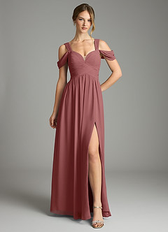 Azazie Lianne Bridesmaid Dresses Amethyst A-Line Off the Shoulder Chiffon Dress image2