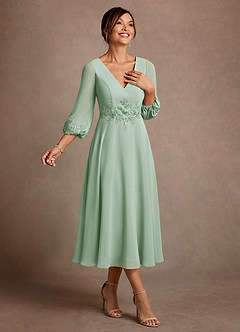 Azazie Ana Klänningar till brudens mor Klä A-Line i Chiffong Spets Agave image2