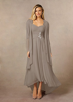 Azazie Anne Mother of the Bride Dresses Taupe Sheath Sweetheart Sequins Lace Dress image1